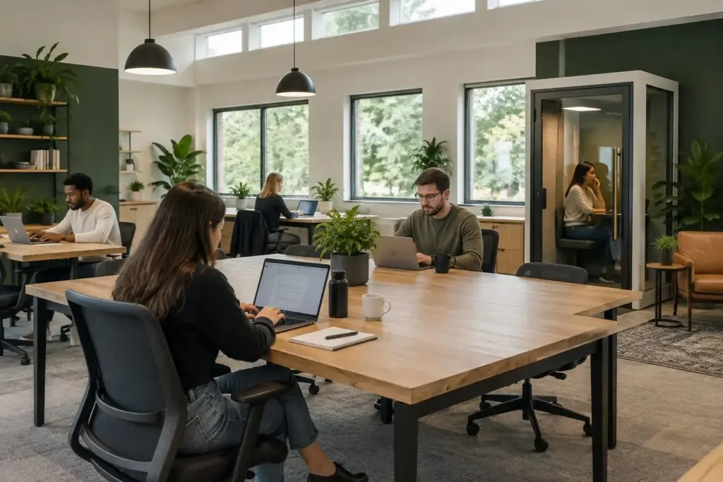 Coworking floor at Timberline at Fall Creek in Indianapolis, IN