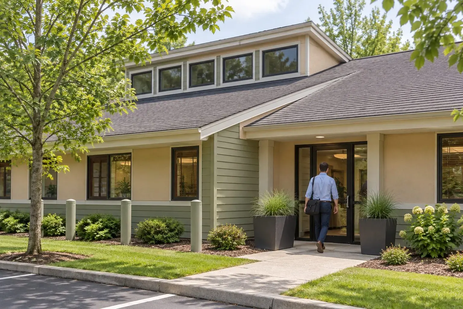 Entrance to Timberline at Fall Creek workspace near Avalon Hills, Indianapolis
